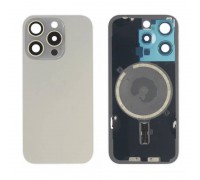 Задняя крышка (стекло) в сборе с креплениями для iPhone 15 Pro (Natural Titanium)