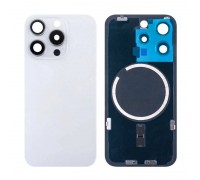 Задняя крышка (стекло) в сборе с рамкой для iPhone 15 Pro (White Titanium)