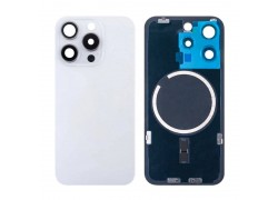 Задняя крышка (стекло) в сборе с рамкой для iPhone 15 Pro (White Titanium)