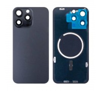 Задняя крышка (стекло) в сборе с рамкой для iPhone 15 Pro Max (Black Titanium)