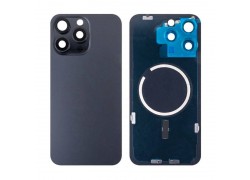Задняя крышка (стекло) в сборе с рамкой для iPhone 15 Pro Max (Black Titanium)