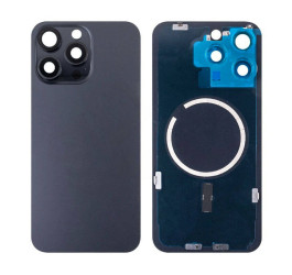 Задняя крышка (стекло) в сборе с рамкой для iPhone 15 Pro Max (Black Titanium)