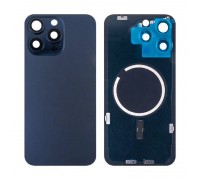 Задняя крышка (стекло) в сборе с рамкой для iPhone 15 Pro Max (Blue Titanium)