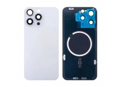 Задняя крышка (стекло) в сборе с рамкой для iPhone 15 Pro Max (White Titanium)