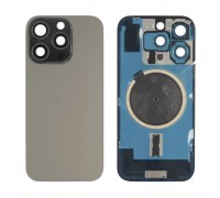 Задняя крышка (стекло) в сборе с рамкой для iPhone 16 Pro Оригинал (Black Titanium)
