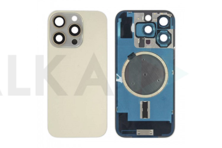 Задняя крышка (стекло) в сборе с рамкой для iPhone 16 Pro Оригинал (Desert Titanium)
