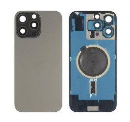 Задняя крышка (стекло) в сборе с рамкой для iPhone 16 Pro Max Оригинал (Black Titanium)