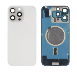 Задняя крышка (стекло) в сборе с рамкой для iPhone 16 Pro Max Оригинал (White Titanium)