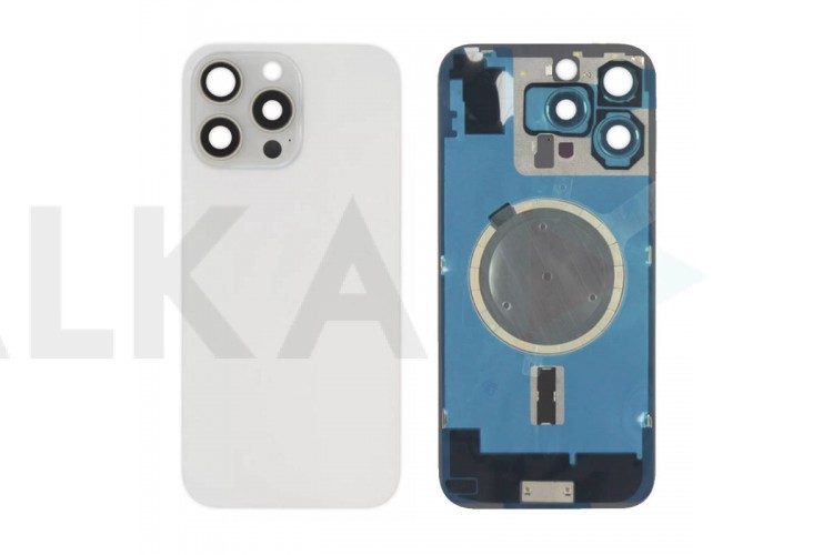 Задняя крышка (стекло) в сборе с рамкой для iPhone 16 Pro Max Оригинал (White Titanium)