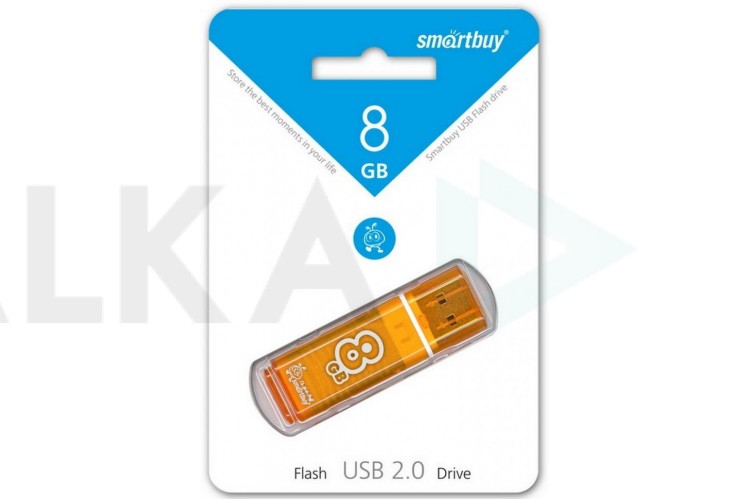 Флешка USB 2.0 Smartbuy 8GB Glossy series Orange (SB8GBGS-OR)