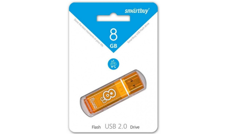 Флешка USB 2.0 Smartbuy 8GB Glossy series Orange (SB8GBGS-OR)