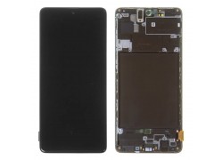 Дисплей для Samsung A715F Galaxy A71 Black в сборе с тачскрином + рамка, OLED (Big glass)
