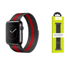Ремешок для Apple Watch HOCO WA03 Ремешок из миланской стали серии Simple beauty (42-49 мм, черный с красным)