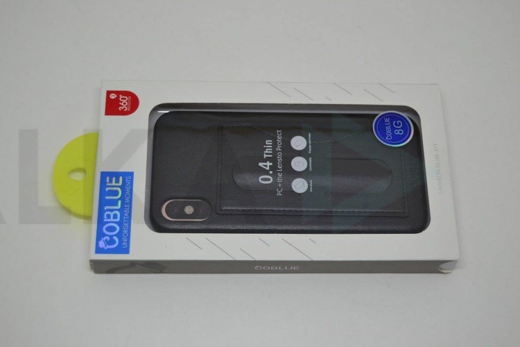 Чехол для Iphone X COBLUE кожаный с визитницей и подставкой (черный)