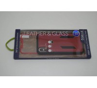 Чехол для Iphone X COBLUE кожаный с карбоновой вставкой и 3D стеклом (красный)