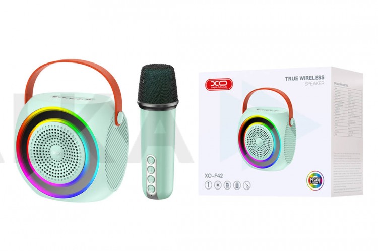 Караоке система мини XO F42 Dazzling RGB Bluetooth Karaoke Stereo with Microphone (голубой)