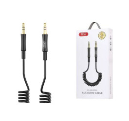 Кабель аудио AUX XO NB-R255C audio adapter 3.5mm to 3.5mm (пружинка, черный)