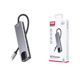 Разветвитель USB HUB XO HUB013 6 in 1 TYPE-C Multifunctional Docking Station (Серый металлик)