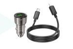 Автомобильное зарядное устройство АЗУ USB + USB-C + кабель Lightning HOCO Z52 Level PD38W+QC3.0 (черный прозрачный)