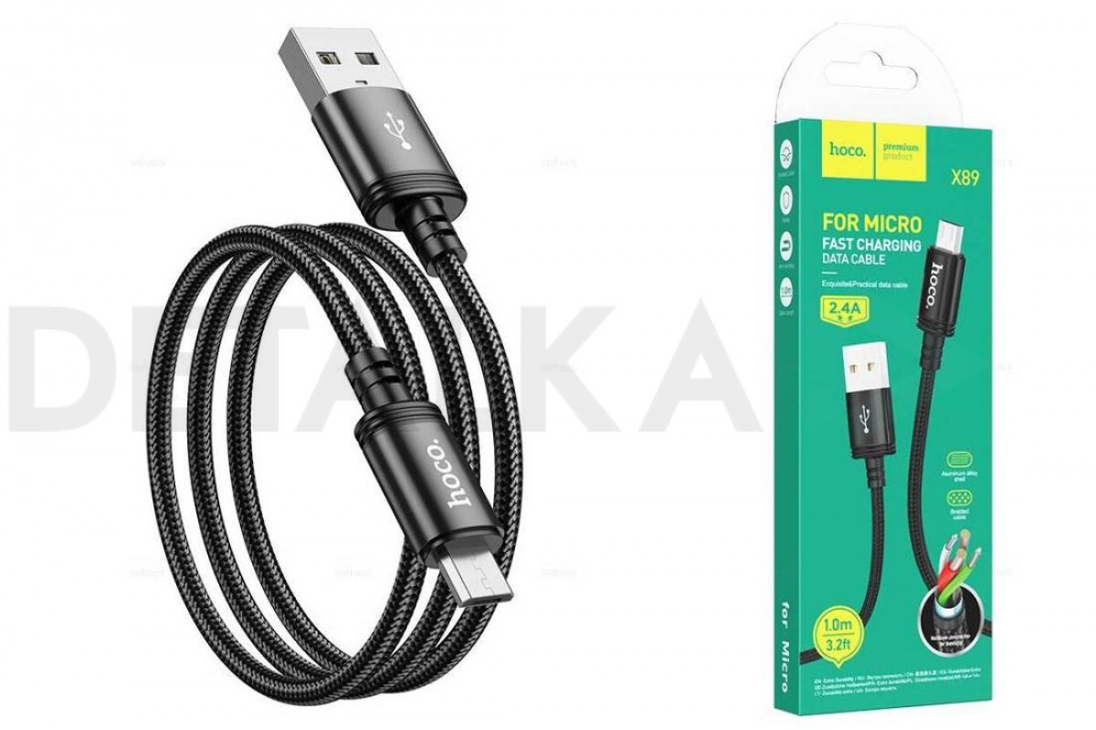 Кабель USB - MicroUSB HOCO X89 (черный) 1м в Детальке купить,