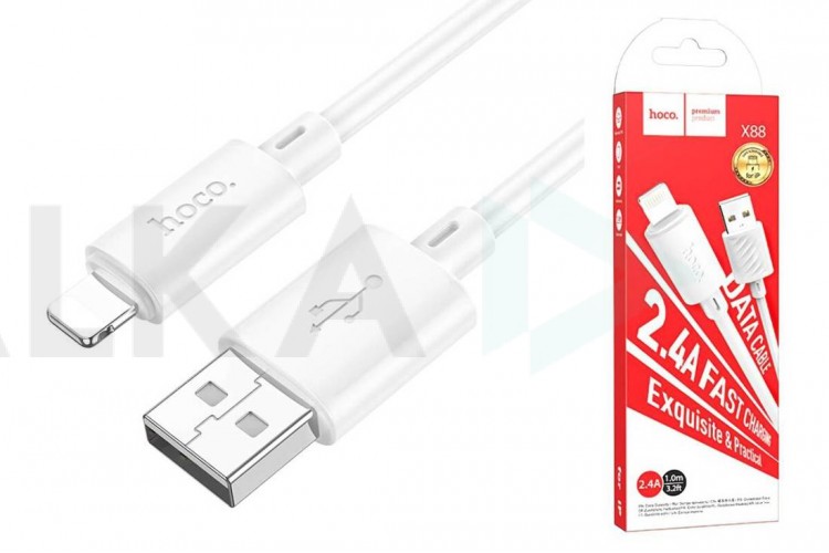 Кабель USB - Lightning HOCO X88 2,4A (белый) 1м