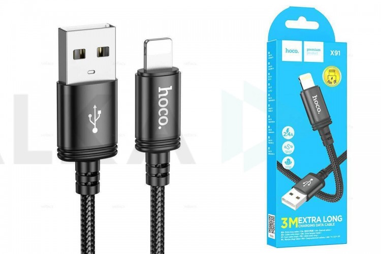 Кабель USB - Lightning HOCO X91 2,4A (черный) 3м