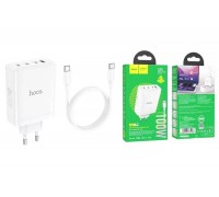 Сетевое зарядное устройство 4USB-C HOCO N31 PD100W+QC3.0 (белый) + кабель Type-C-Type-C