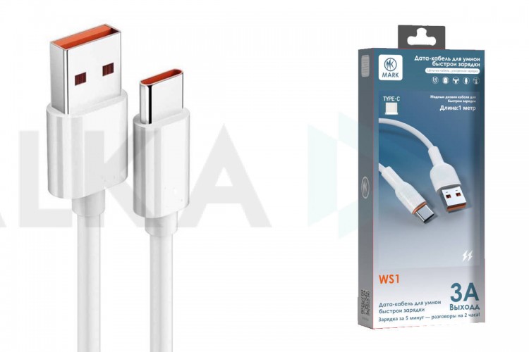 Кабель USB - USB Type-C MARK WS1 Белый