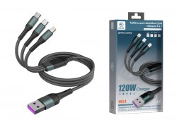 Кабель USB 3 в 1 MARK WS4 Type-C/Type-C/Lightning Черный
