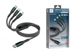 Кабель USB Type-C 3 в 1 MARK WS5 Type-C/Type-C/Lightning Черный