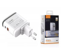 Сетевое зарядное устройство 2USB + кабель MicroUSB LDNIO LED свет PD+QC 3.0 Выход: 3.3-12V, max 25W 2400mAh (белый) (У)