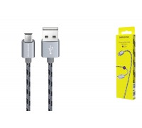 Кабель USB - MicroUSB BOROFONE BX24 2A (серый) 1м (в оплетке)