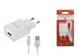 Сетевое зарядное устройство USB + кабель MicroUSB BOROFONE BA19A Nimble 1000mAh (белый)