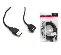 Кабель USB 2.0 удлинитель Type-A (папа - мама) удлинитель 1,5 м черный (NN-U2MFBk015)