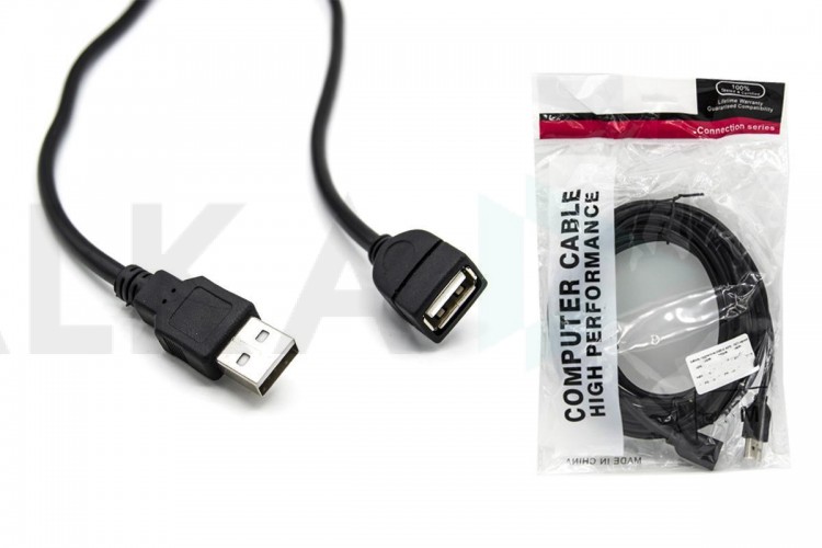 Кабель USB 2.0 удлинитель Type-A (папа - мама) удлинитель 10 м черный (NN-U2MFBk10)