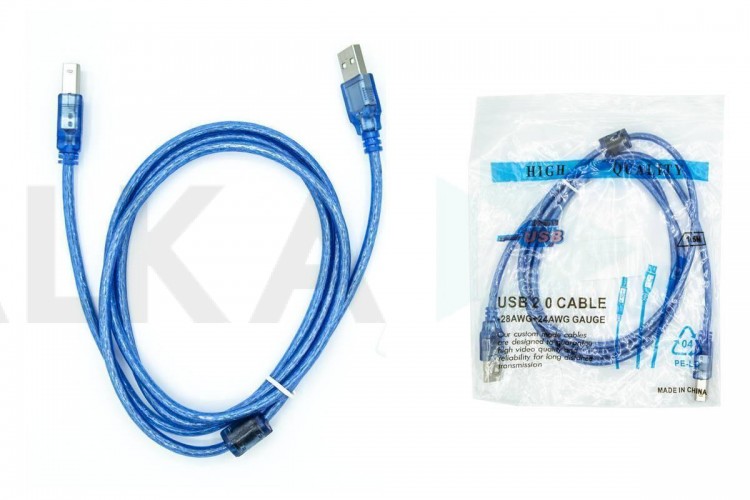 Кабель для принтера USB2.0 Type-A (папа) - Type-B (папа) 10 м синий