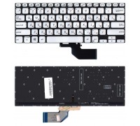Клавиатура для ноутбука Asus S13 S330FA серебристая с подсветкой