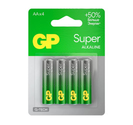 Батарейка алкалиновая GP LR6/4BL Super G-TECH (цена за блистер 4 шт)