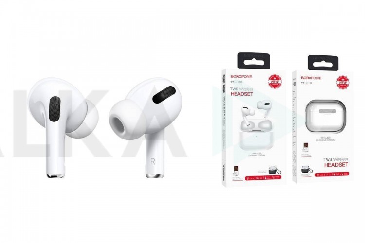 Наушники вакуумные беспроводные BOROFONE BE38 Original series TWS Pro wireless headset Bluetooth (белый) (в комплекте с чехлом)