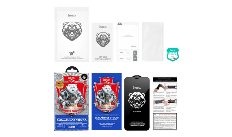 Защитное стекло дисплея iPhone 12 Pro Max (6.7)  HOCO Bear Shield full screen HD (A777) черное
