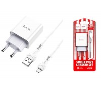Сетевое зарядное устройство USB + кабель MicroUSB HOCO C81A Asombroco 2100mAh (белый)