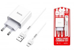 Сетевое зарядное устройство USB + кабель MicroUSB HOCO C81A Asombroco 2100mAh (белый)