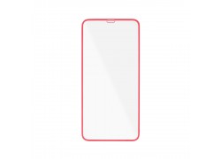 Защитное стекло дисплея iPhone XR (6.1)/11 прозрачное со светящейся красной рамкой