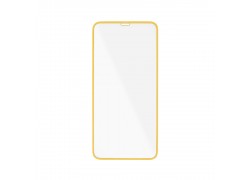 Защитное стекло дисплея iPhone XR (6.1)/11 прозрачное со светящейся желтой рамкой
