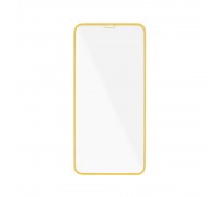Защитное стекло дисплея iPhone 12 (6.1) прозрачное со светящейся оранжевой рамкой