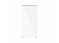 Защитное стекло дисплея iPhone 12 (6.1) прозрачное со светящейся зеленой рамкой 