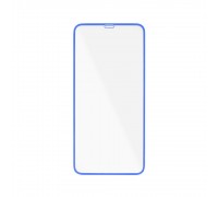 Защитное стекло дисплея iPhone 12 (5.4) прозрачное со светящейся синей рамкой