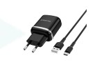 Сетевое зарядное устройство USB + кабель Type-C BOROFONE BA36A QC3.0 (черный)