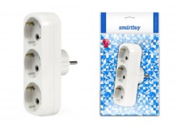 Разветвитель Smartbuy, 3 гнезда с заземлением плоский 16А 250B (SBE-16-A02-3z)/100