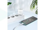 Сетевое зарядное устройство 3USB + USB-C + кабель Type-C-Type-C BOROFONE BA79A Clever PD20W + QC3.0 (белый)